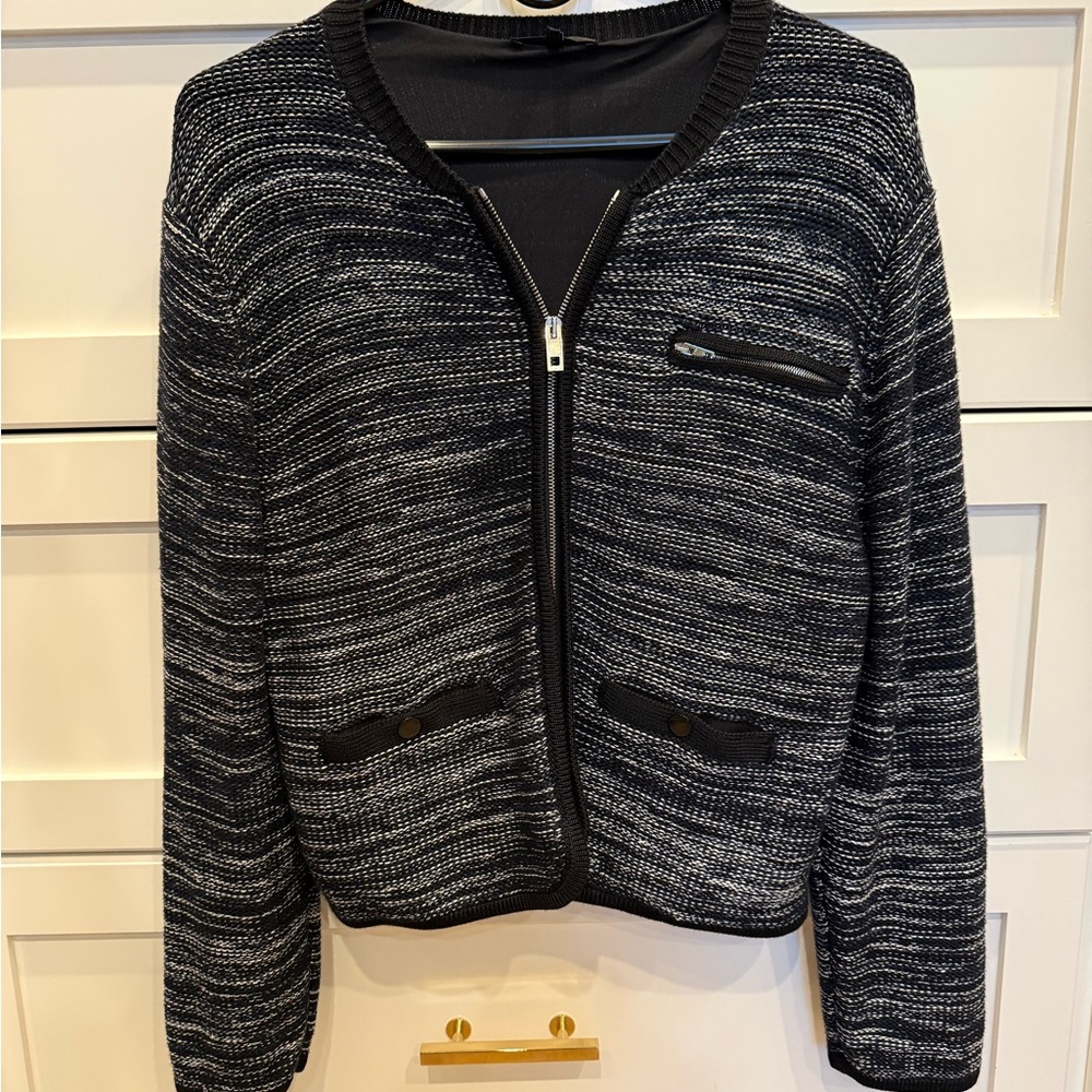 Rag & Bone Black and Gray Knit Sweater Jacket